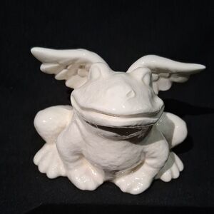 Ceramic Frog With Wings Figurine
